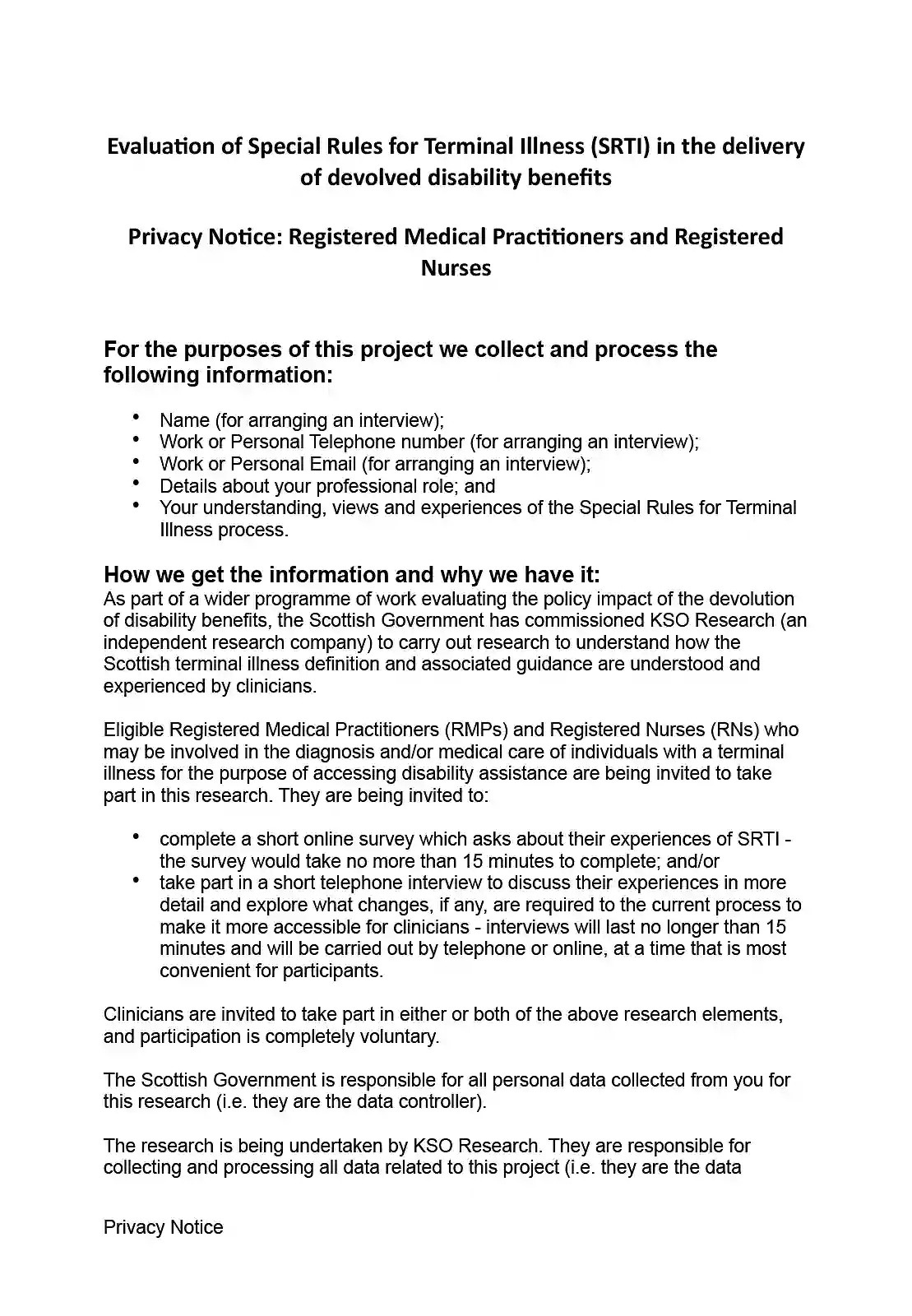 Clinician Privacy Notice